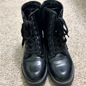 Black Lace-Up Combat Boots